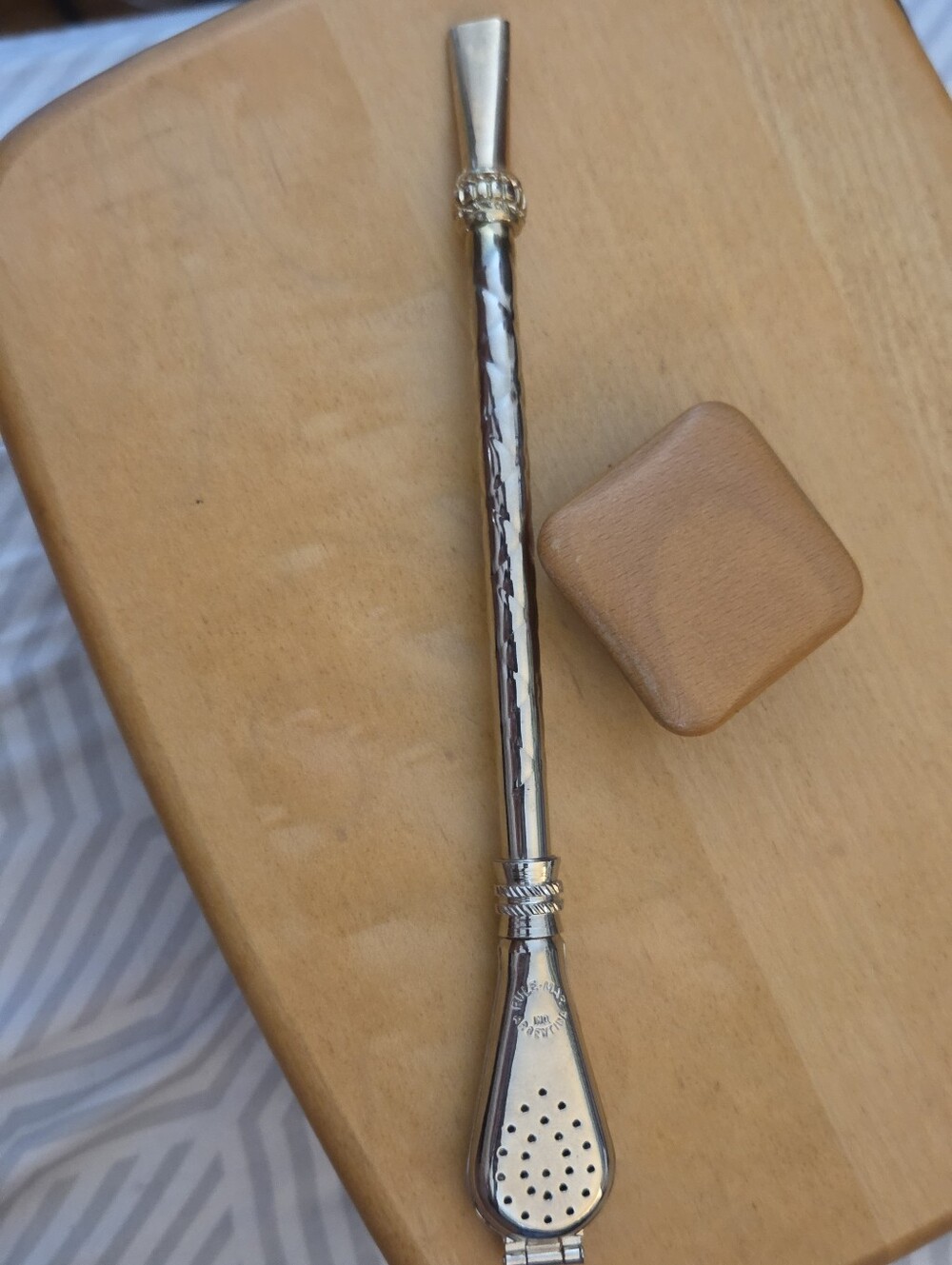 Vintage Bombilla Silver & Brass Yerba Mate Straw Rule Mar Argentina In